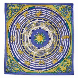 Kennedy Blue Zodiac Handmade Silk 35in Fashion Scarf